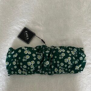 Zaful Green Floral Bikini Top NWT